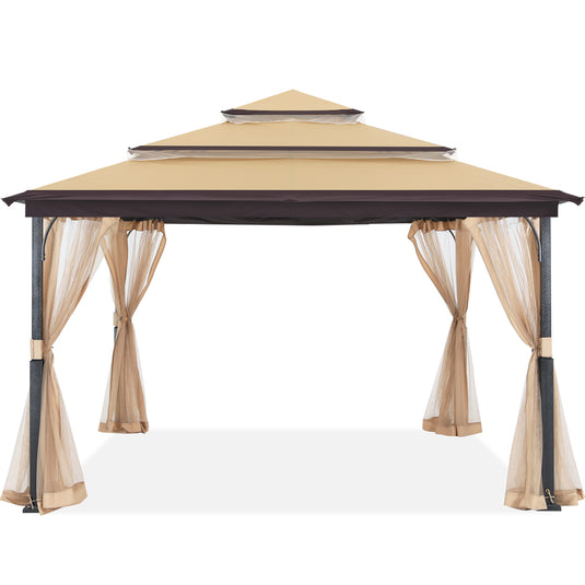 12x12 Soft Top Outdoor Garden Gazebo for Patios with Mosquito Netting