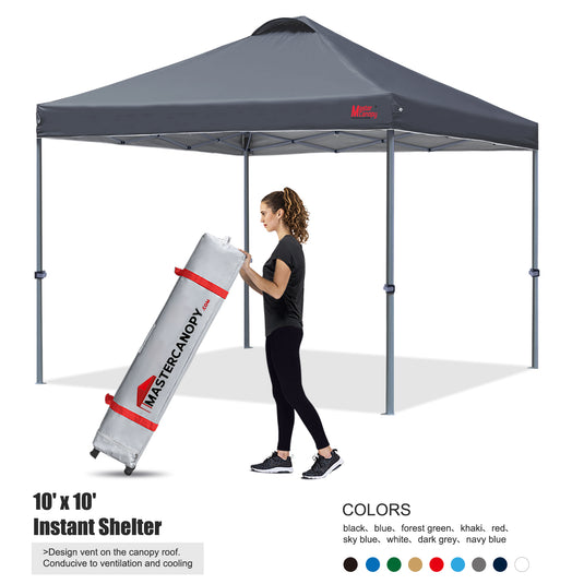 Leisure Sports Durable Ez Pop‑up Canopy Tent with Vented Top – 10x10, 12x12