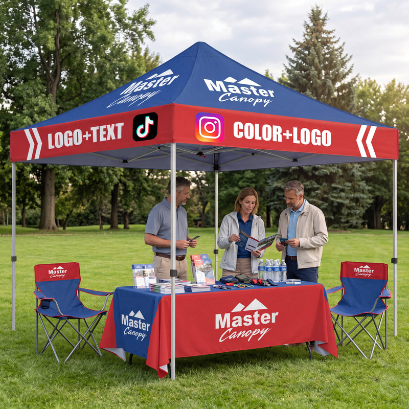 Load image into Gallery viewer, Mastercanopy Lite-30 Custom Canopy Tent Deluxe Easy Pop‑up Personalized 10x10, 10x15, 10x20