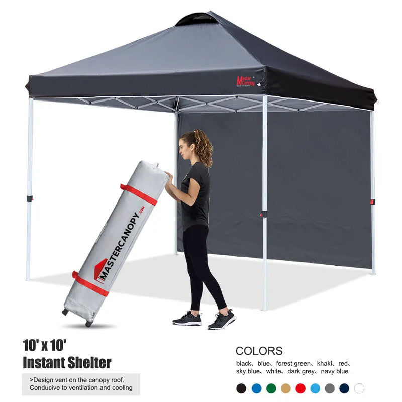Load image into Gallery viewer, Leisure Sports Durable Ez Pop‑up Canopy Tent with One Sidewall – 10x10, 12x12
