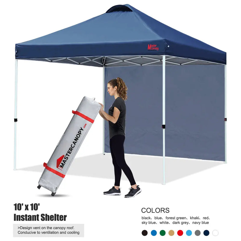 Load image into Gallery viewer, Leisure Sports Durable Ez Pop‑up Canopy Tent with One Sidewall – 10x10, 12x12