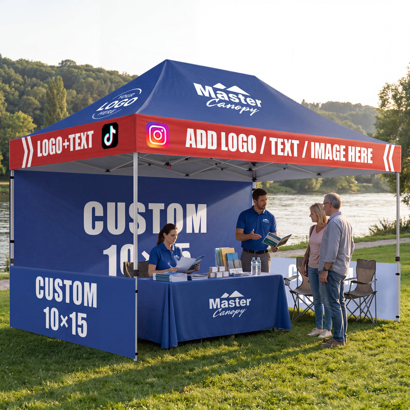 Load image into Gallery viewer, Mastercanopy Lite-30 Custom Canopy Tent Deluxe Easy Pop‑up Personalized 10x10, 10x15, 10x20