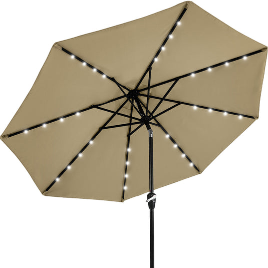 MASTERCANOPY Patio Umbrella with 32 Solar LED Lights 6&8 Ribs