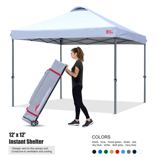 Leisure Sports Durable Ez Pop‑up Canopy Tent with Vented Top – 10x10, 12x12