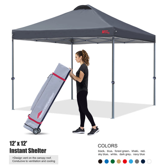 Leisure Sports Durable Ez Pop‑up Canopy Tent with Vented Top – 10x10, 12x12