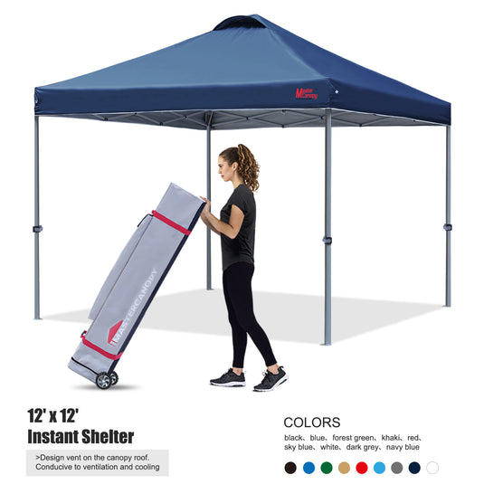Leisure Sports Durable Ez Pop‑up Canopy Tent with Vented Top – 10x10, 12x12