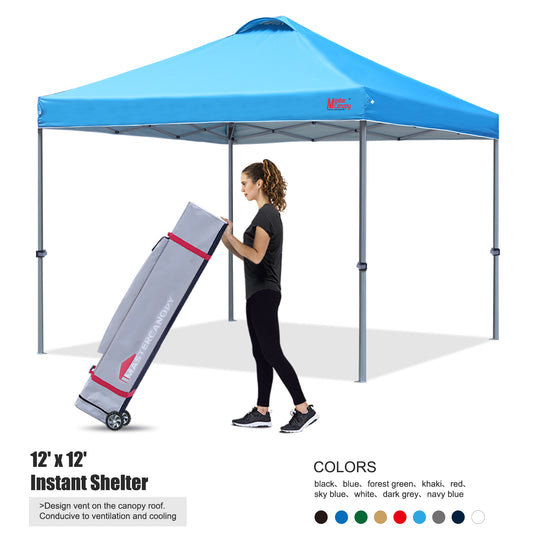 Leisure Sports Durable Ez Pop‑up Canopy Tent with Vented Top – 10x10, 12x12