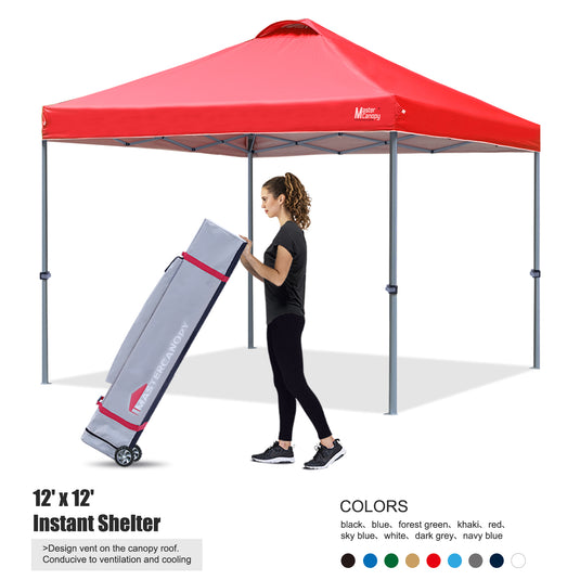 Leisure Sports Durable Ez Pop‑up Canopy Tent with Vented Top – 10x10, 12x12