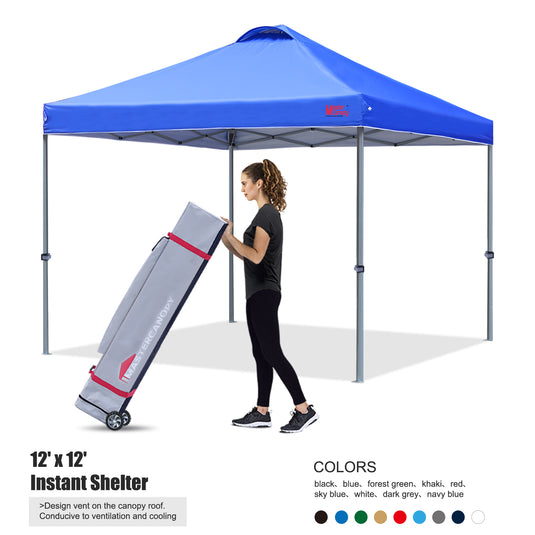 Leisure Sports Durable Ez Pop‑up Canopy Tent with Vented Top – 10x10, 12x12