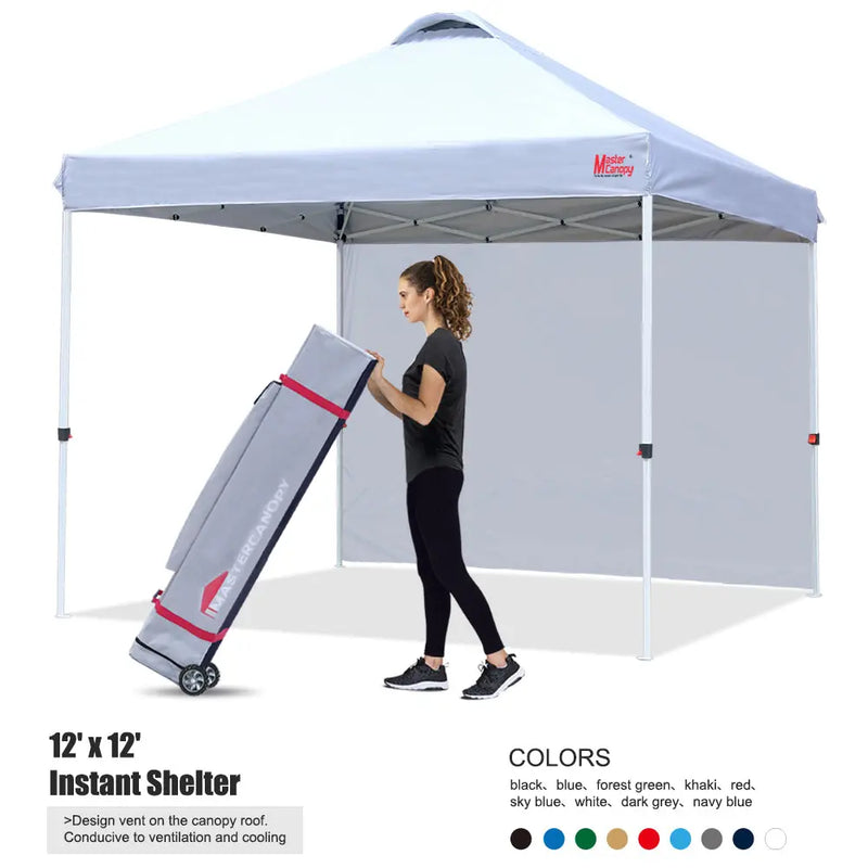 Load image into Gallery viewer, Leisure Sports Durable Ez Pop‑up Canopy Tent with One Sidewall – 10x10, 12x12