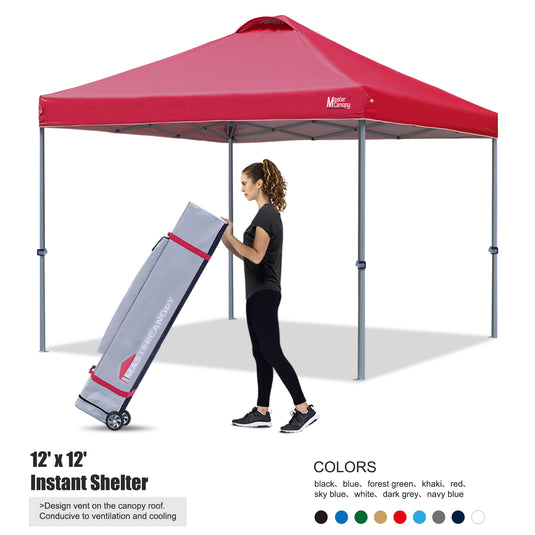 Leisure Sports Durable Ez Pop‑up Canopy Tent with Vented Top – 10x10, 12x12