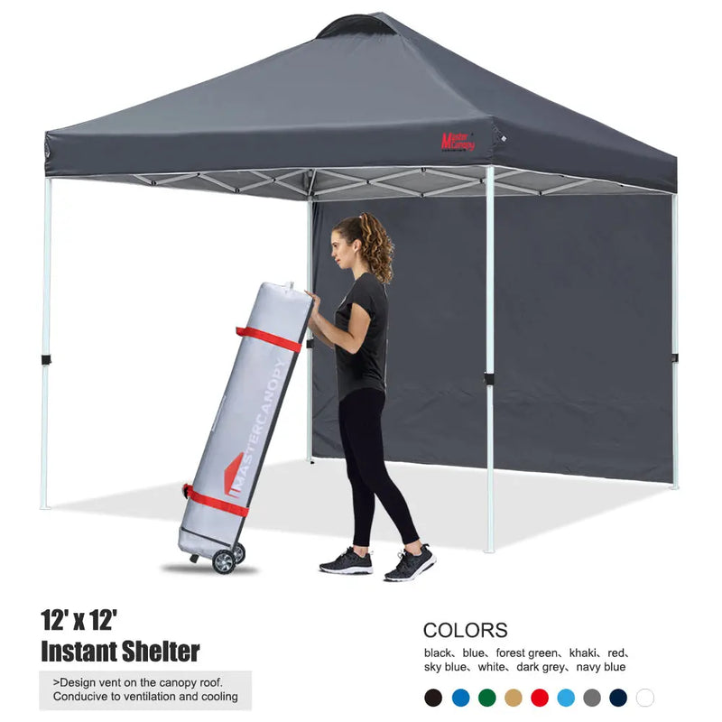 Load image into Gallery viewer, Leisure Sports Durable Ez Pop‑up Canopy Tent with One Sidewall – 10x10, 12x12