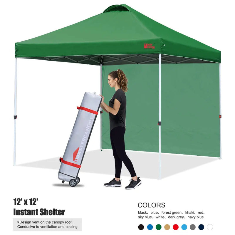 Load image into Gallery viewer, Leisure Sports Durable Ez Pop‑up Canopy Tent with One Sidewall – 10x10, 12x12
