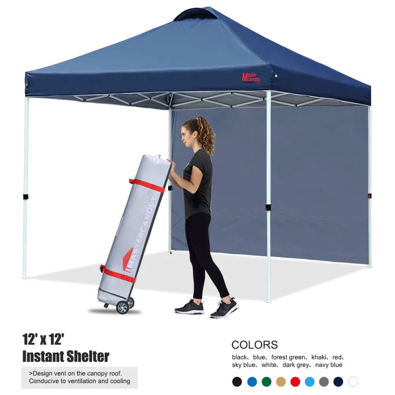 Load image into Gallery viewer, Leisure Sports Durable Ez Pop‑up Canopy Tent with One Sidewall – 10x10, 12x12