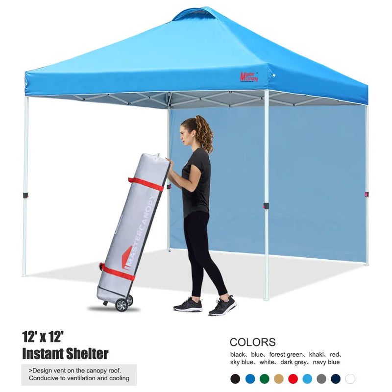 Load image into Gallery viewer, Leisure Sports Durable Ez Pop‑up Canopy Tent with One Sidewall – 10x10, 12x12