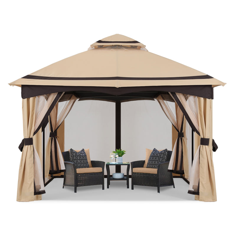Load image into Gallery viewer, 8x8/10x10/10x12 Outdoor Double Soft-Top Patio Gazebo with Mosquito Netting