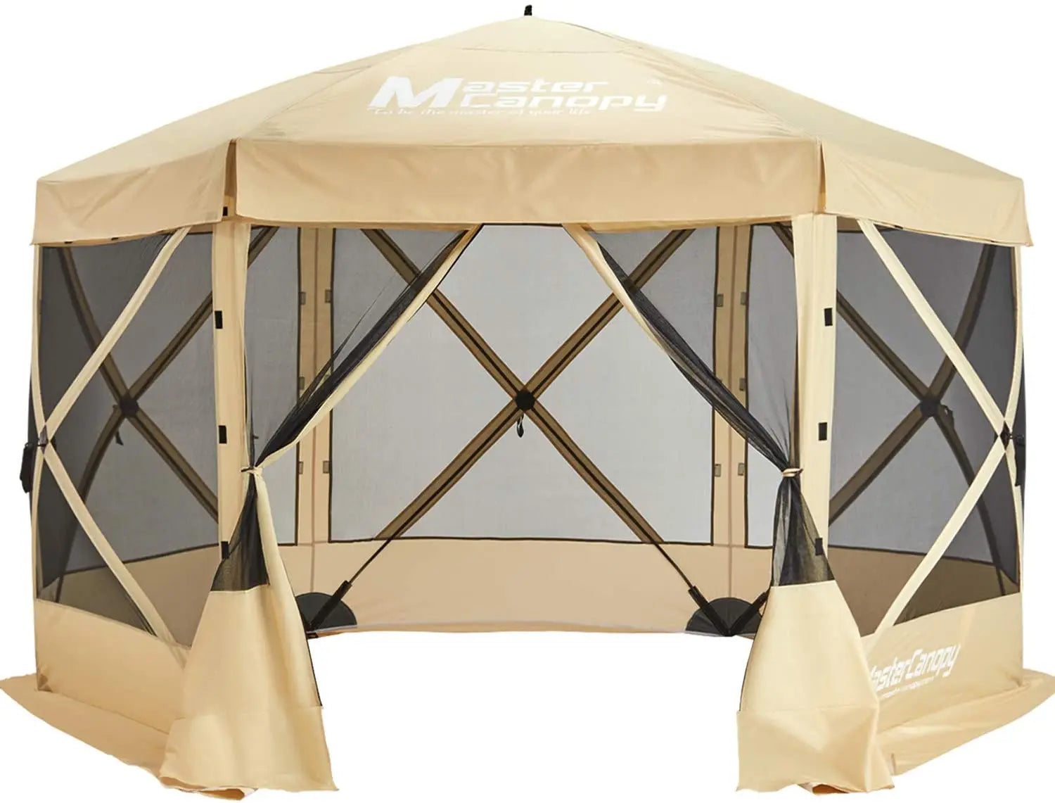 MASTERCANOPY 10x10 Portable Screen House Room Pop up Gazebo Outdoor Camping Tent with Carry Bag(10x10,Beige)