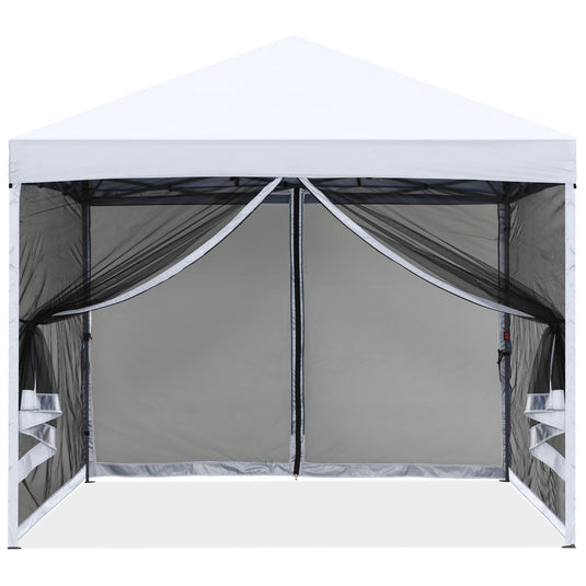Leisure Sports 8x8/10x10 Pop-Up Easy Setup Outdoor Canopy with Netting Screen Walls