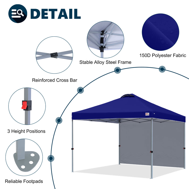 Load image into Gallery viewer, Leisure Sports Durable Ez Pop-Up Canopy Tent with One Sidewall - 8x8, 10x10, 12x12