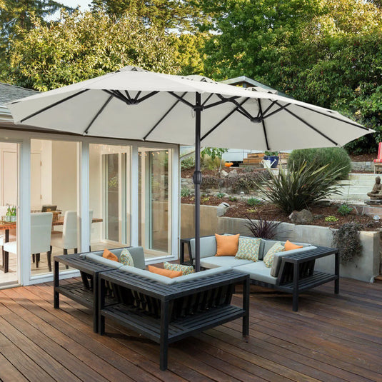 15FT Patio Outdoor Umbrella Double Sided Large Umbrella