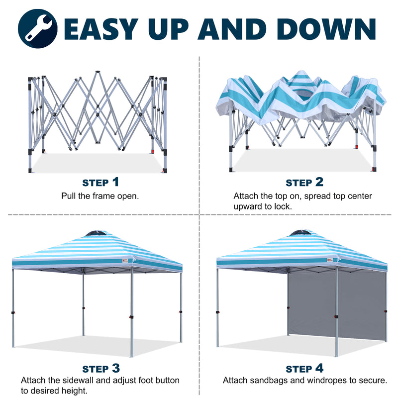 Load image into Gallery viewer, Leisure Sports Durable Pop-Up Canopy Tent with Sidewall - 8x8, 10x10