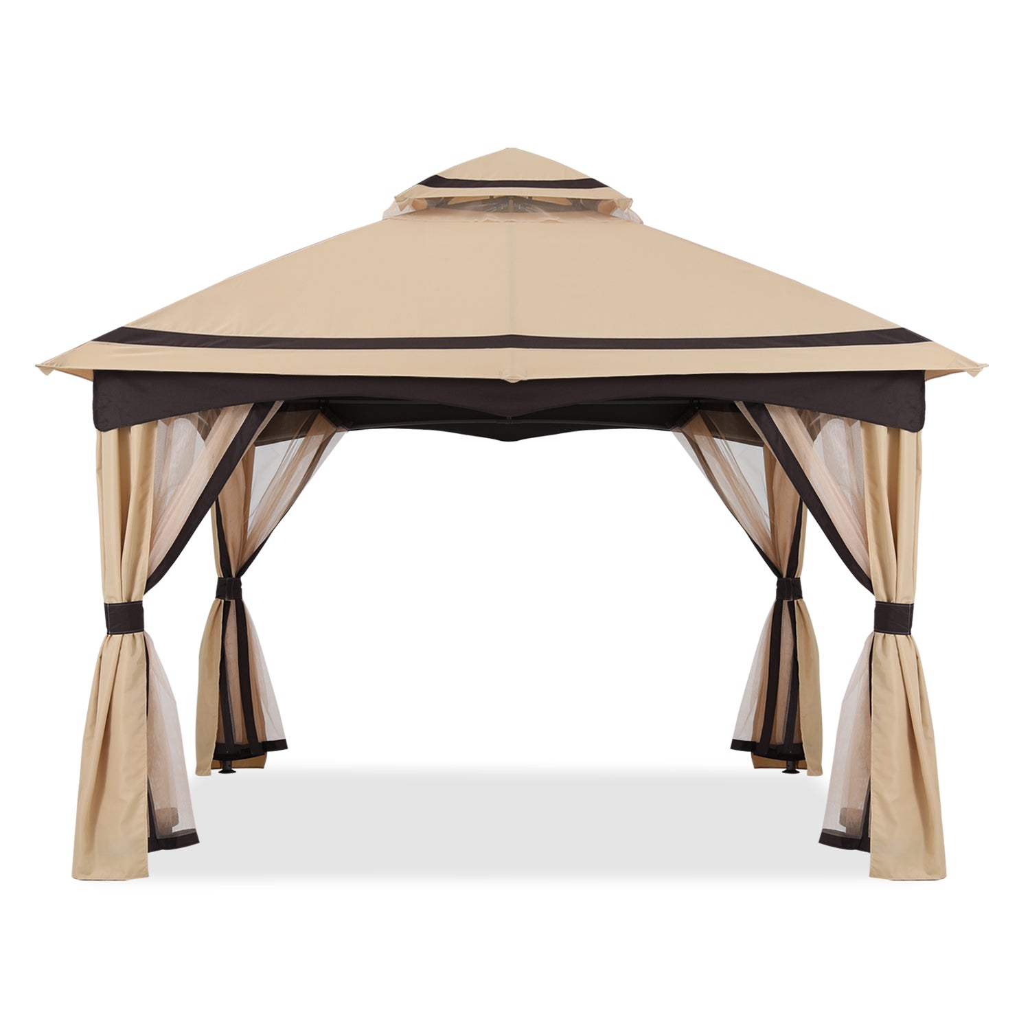 8x8 10x10 x10x12 Outdoor Double Soft Top Patio Gazebo with Mosquito Netting