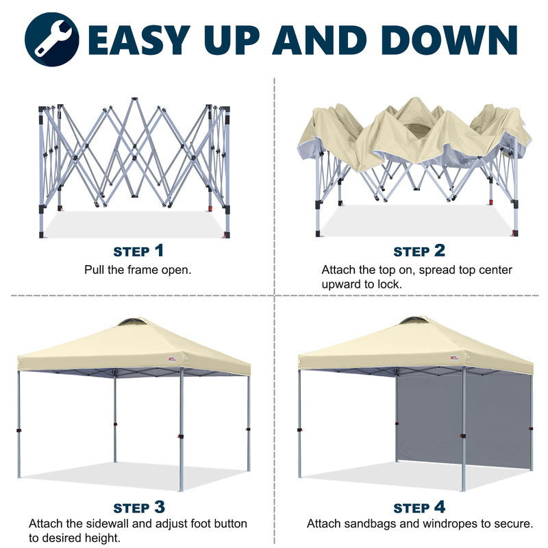 Load image into Gallery viewer, Leisure Sports Durable Pop-Up Canopy Tent with Sidewall - 8x8, 10x10