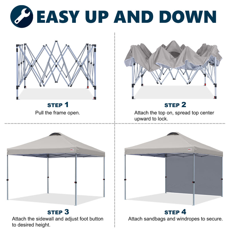 Load image into Gallery viewer, Leisure Sports Durable Pop-Up Canopy Tent with Sidewall - 8x8, 10x10