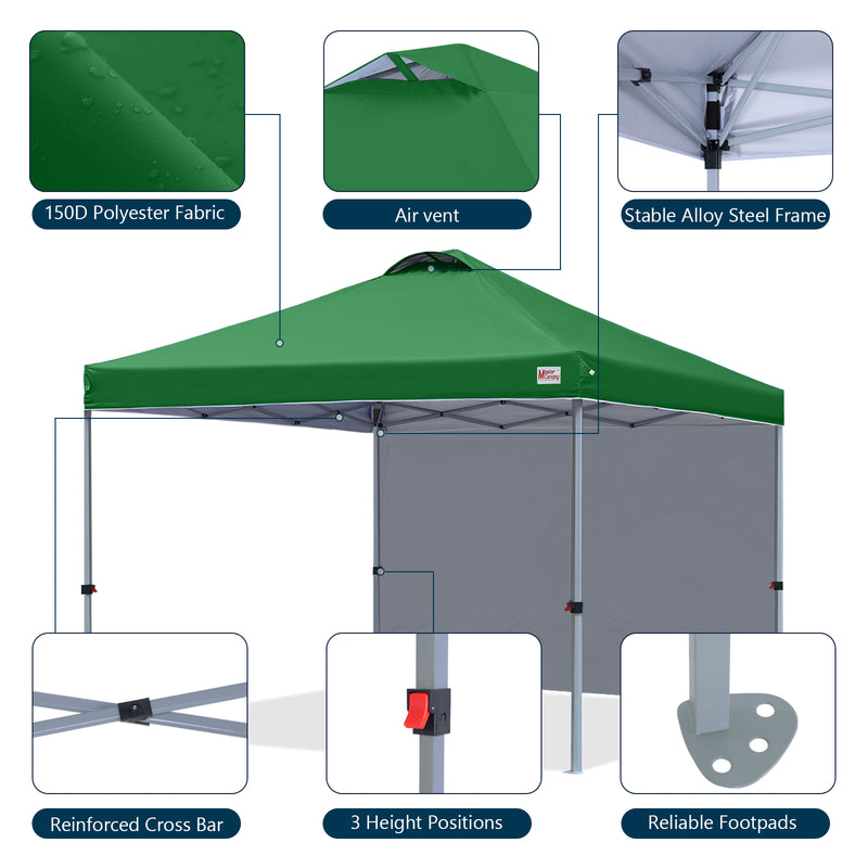 Load image into Gallery viewer, Leisure Sports Durable Ez Pop-Up Canopy Tent with One Sidewall - 8x8, 10x10, 12x12