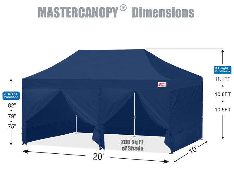 Load image into Gallery viewer, Mastercanopy Lite-30 Commercial Canopy Tent with Sidewalls - 10x10, 10x15, 10x20