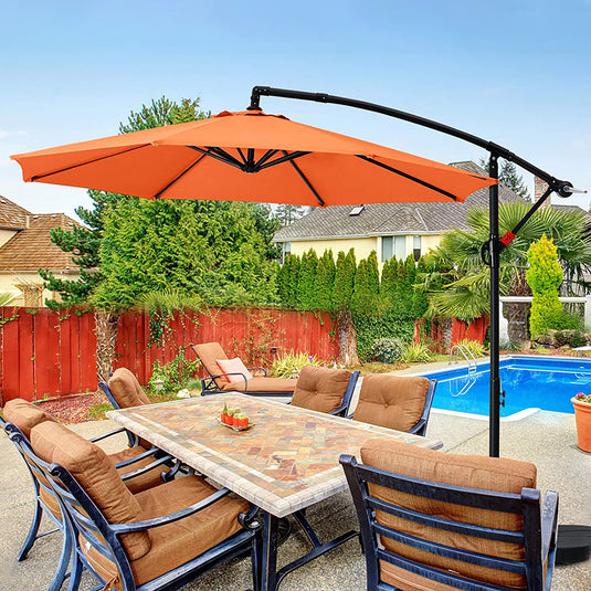 MASTERCANOPY Cantilever Patio Umbrella with Crank and Cross Base