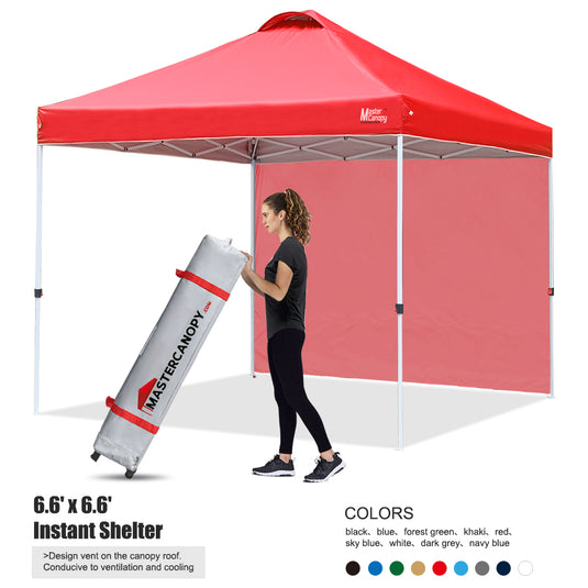 Leisure Sports Durable Ez Pop‑up Canopy Tent with One Sidewall – 6.6x6.6, 8x8