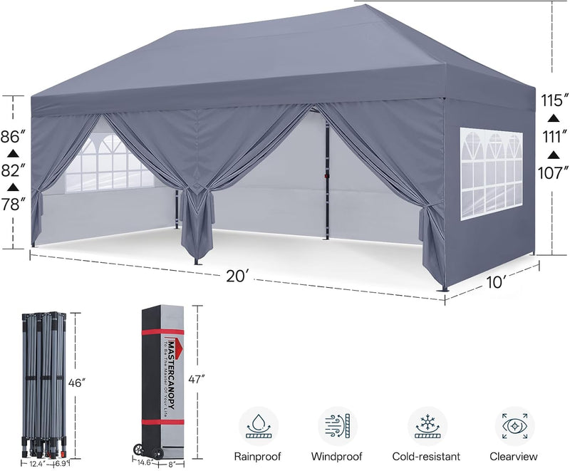 Load image into Gallery viewer, Leisure Sports Pop-Up Canopy Tent with Church Window Sidewalls - 10x10, 10x20