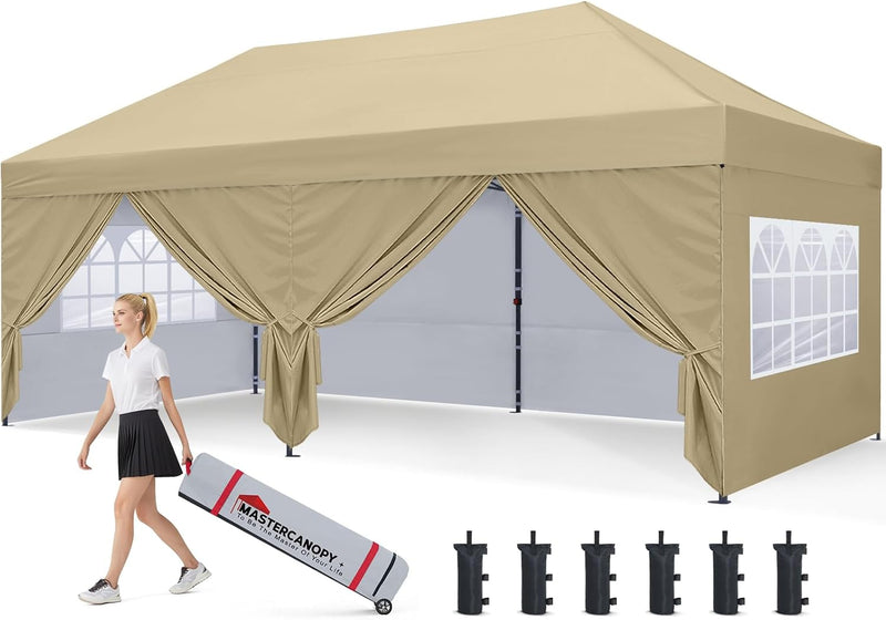 Load image into Gallery viewer, Leisure Sports Pop-Up Canopy Tent with Church Window Sidewalls - 10x10, 10x20