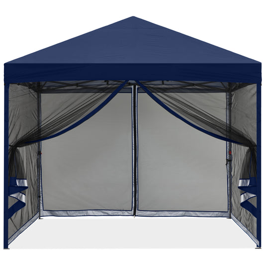 Leisure Sports Pop‑up Easy Setup Outdoor Canopy with Netting Screen Walls – 8x8, 10x10