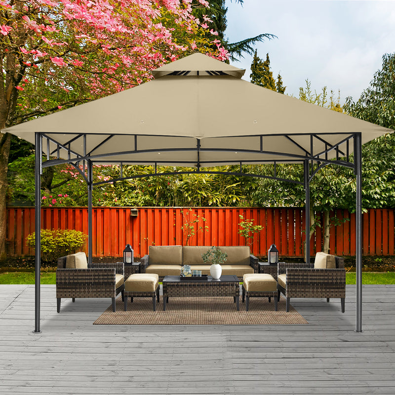 Load image into Gallery viewer, 9x9/10x12/11x11 Outdoor Garden Patio Gazebo with Stable Steel Farme