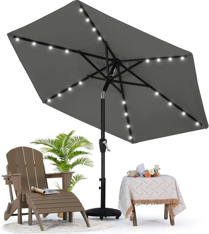 Load image into Gallery viewer, MASTERCANOPY Patio Umbrella with 32 Solar LED Lights 6/8 Ribs-CA