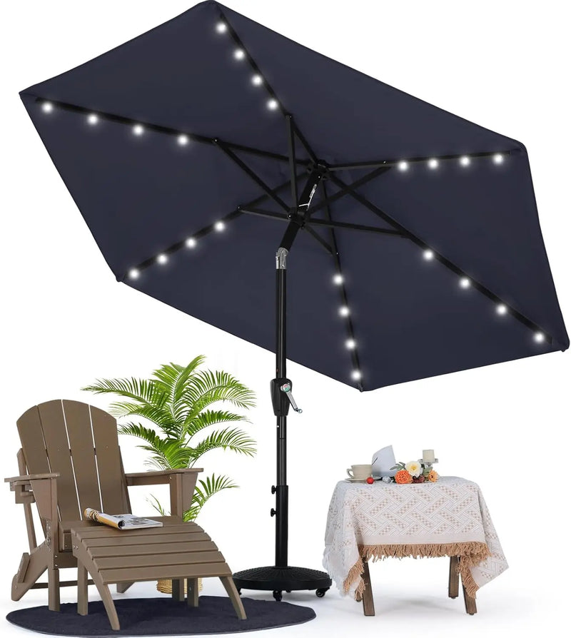 Load image into Gallery viewer, MASTERCANOPY Patio Umbrella with 32 Solar LED Lights 6/8 Ribs-CA