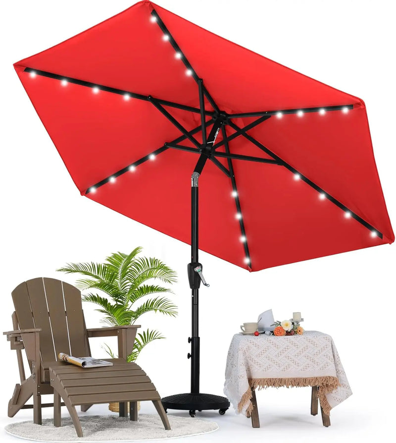 Load image into Gallery viewer, MASTERCANOPY Patio Umbrella with 32 Solar LED Lights 6/8 Ribs-CA