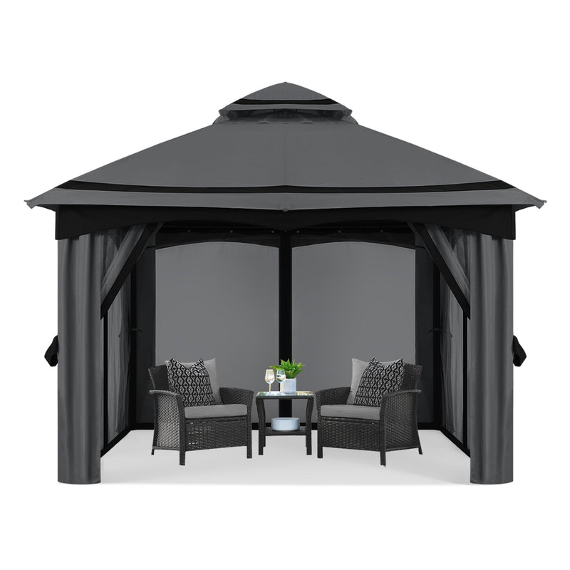 Load image into Gallery viewer, 8x8/10x10/10x12 Outdoor Double Soft-Top Patio Gazebo with Mosquito Netting
