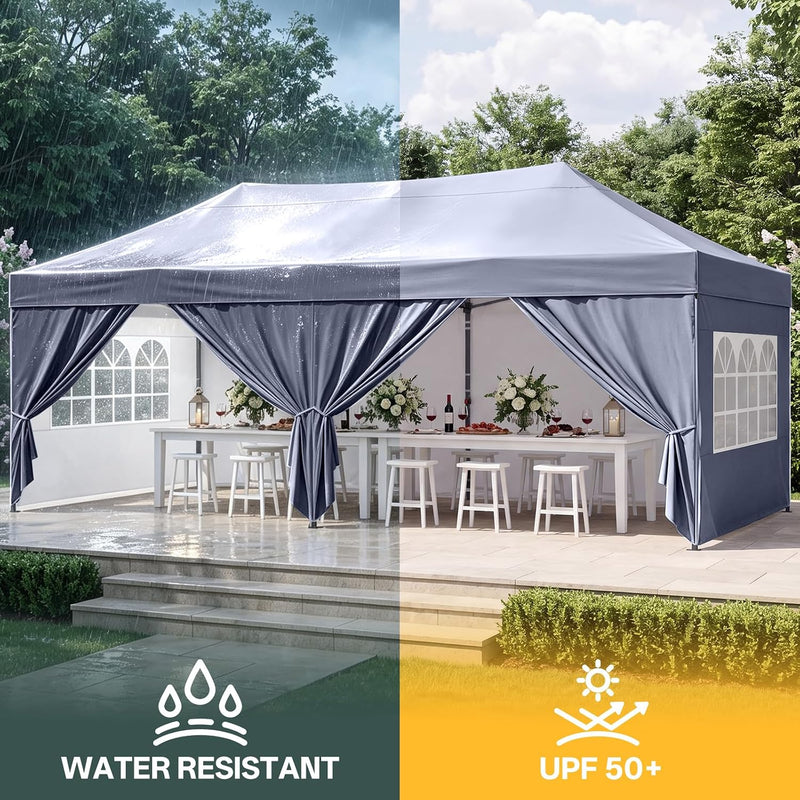 Load image into Gallery viewer, Leisure Sports Pop-Up Canopy Tent with Church Window Sidewalls - 10x10, 10x20