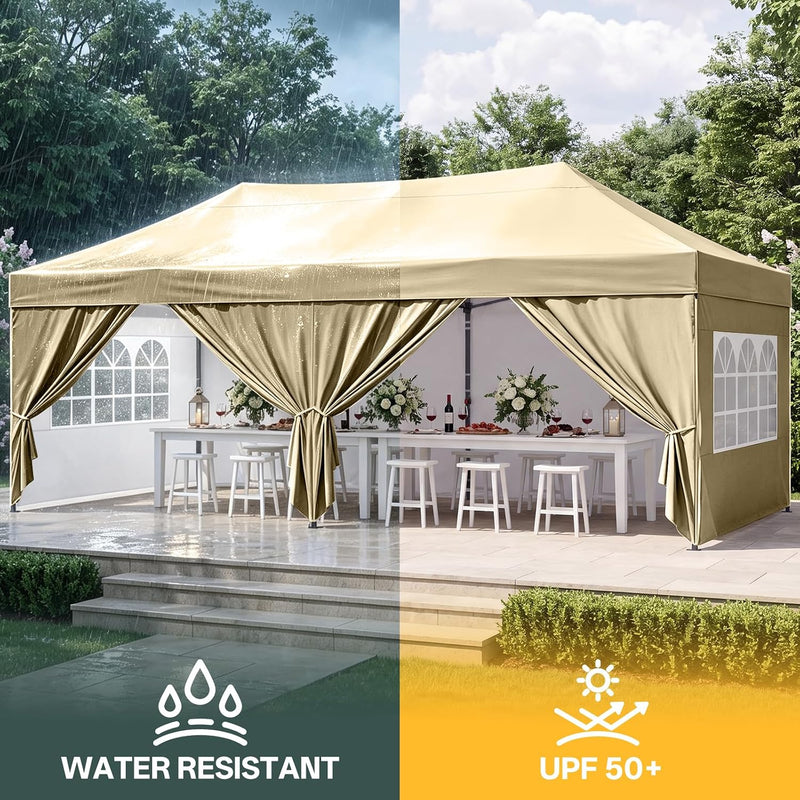 Load image into Gallery viewer, Leisure Sports Pop-Up Canopy Tent with Church Window Sidewalls - 10x10, 10x20