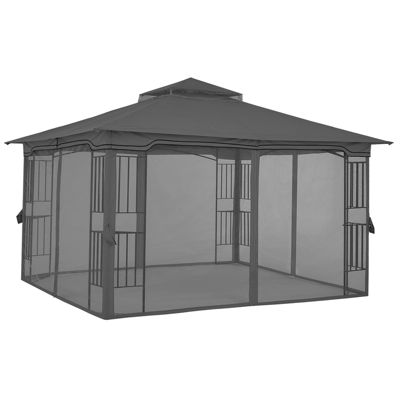 Load image into Gallery viewer, 11x11/13x11 Patio Outdoor Gazebo with Netting Screen Walls and Corner Shelf Design