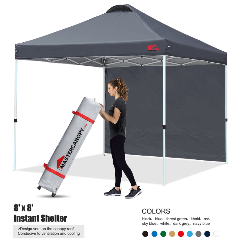 Load image into Gallery viewer, Leisure Sports Durable Ez Pop‑up Canopy Tent with One Sidewall – 6.6x6.6, 8x8