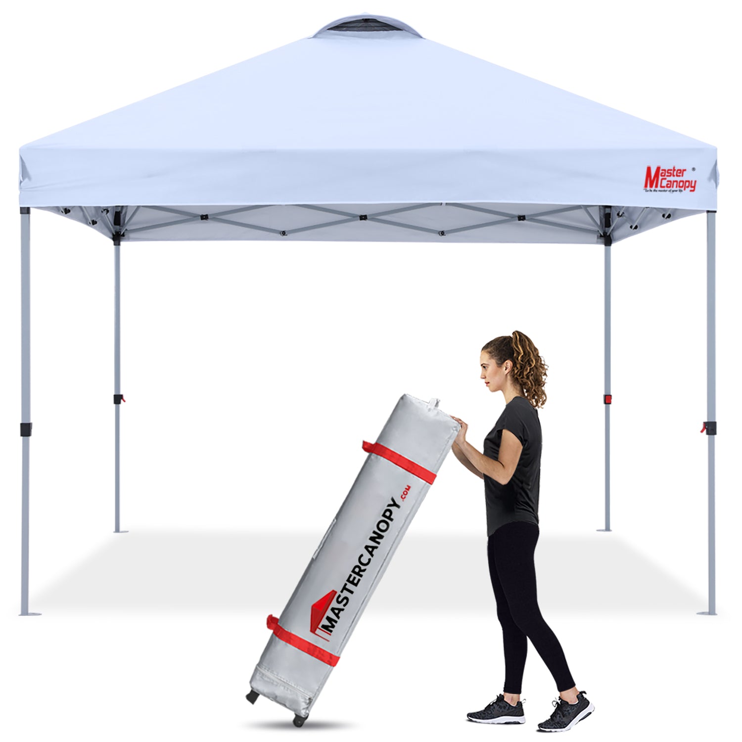 canopies for tents MASTERCANOPY Durable Pop-up Canopy Tent with Roller Bag (8x8, White)