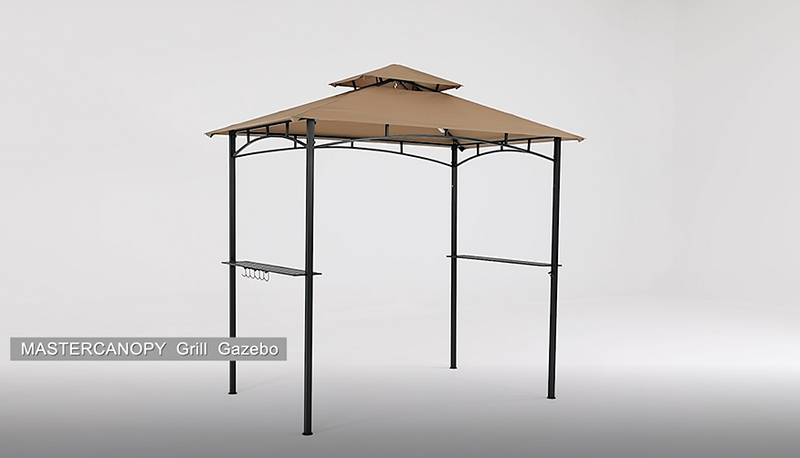 Load and play video in Gallery viewer, 8x5 Grill Gazebo Outdoor BBQ Gazebo Canopy with 2 LED Lights