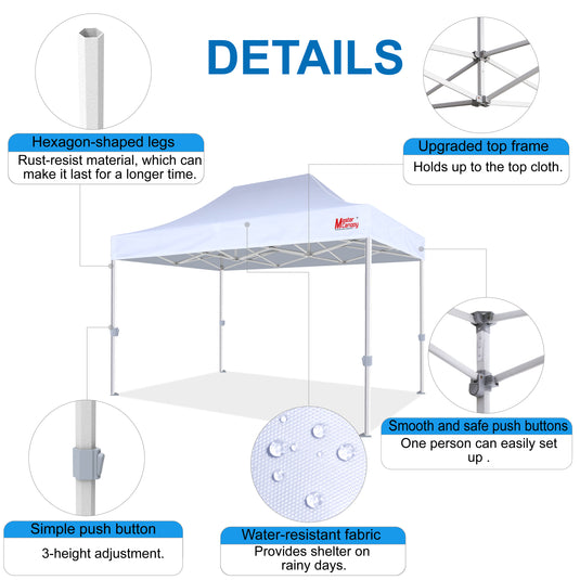 Mastercanopy Core-35 Premium Heavy Duty Instant Canopy Tent - 10x10, 10x15, 10x20