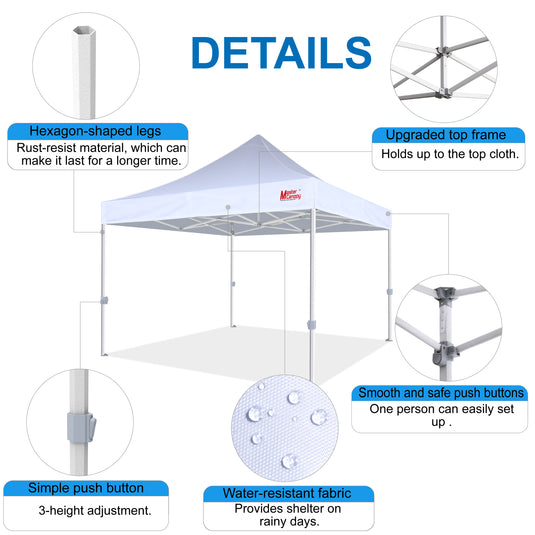 Mastercanopy Core-35 Premium Heavy Duty Instant Canopy Tent - 10x10, 10x15, 10x20