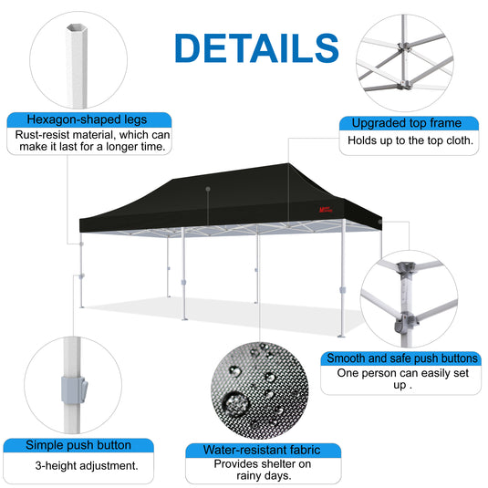 Mastercanopy Core-35 Premium Heavy Duty Instant Canopy Tent - 10x10, 10x15, 10x20