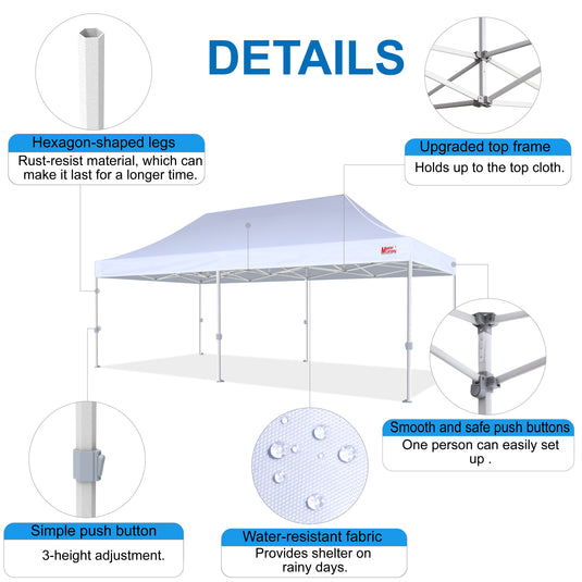 Mastercanopy Core-35 Premium Heavy Duty Instant Canopy Tent - 10x10, 10x15, 10x20